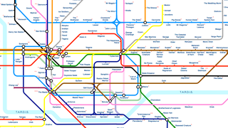 The History of <em>Doctor Who</em> as a Tube Map, with a Line for Each Doctor